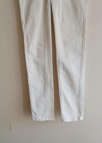 Kadın Beyaz Keten Rahat Kesim Pantolon - Görsel 6