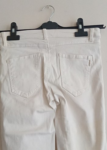 Kadın Beyaz Keten Rahat Kesim Pantolon - Görsel 10