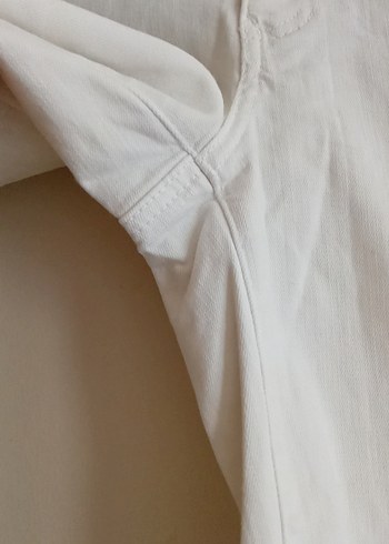 Kadın Beyaz Keten Rahat Kesim Pantolon - Görsel 8