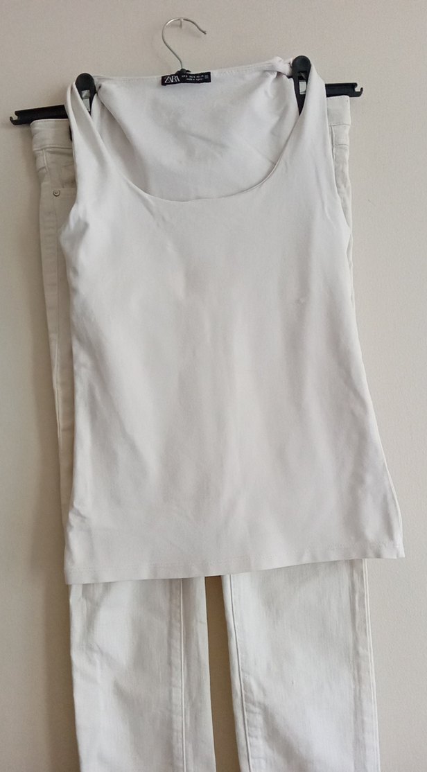 Kadın Beyaz Keten Rahat Kesim Pantolon - Görsel 4