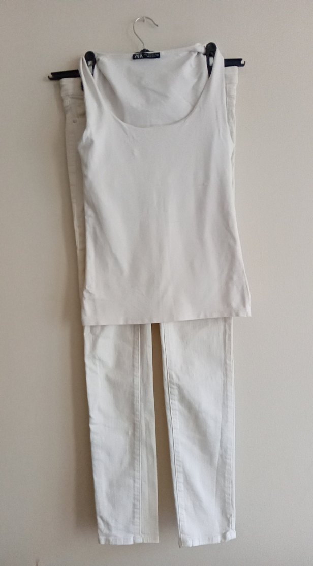 Kadın Beyaz Keten Rahat Kesim Pantolon - Görsel 2