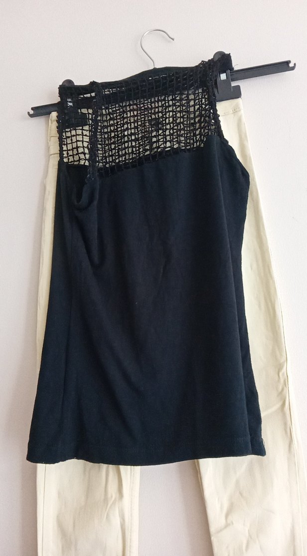 limon sarısı Pantolonu ve Siyah Straplez Üst - Görsel 2