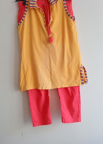 Renkli Bohem kadin Pantolonu Püsküllü - Görsel 2