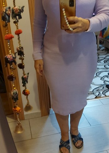 Lilâ Triko Elbise - Görsel 4