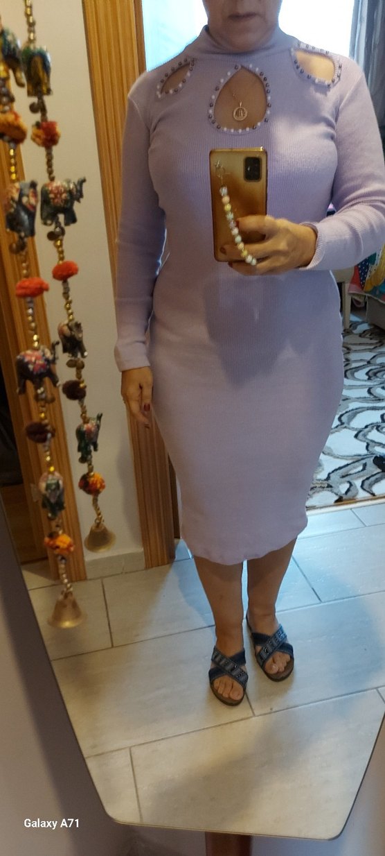 Lilâ Triko Elbise - Görsel 4