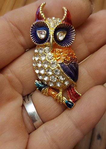 Renkli İşlemeli Baykuş Broş - Görsel 4