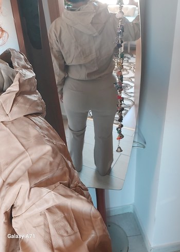 İtalyan Bej Kapüşonlu Deri Sweatshirt - Görsel 7