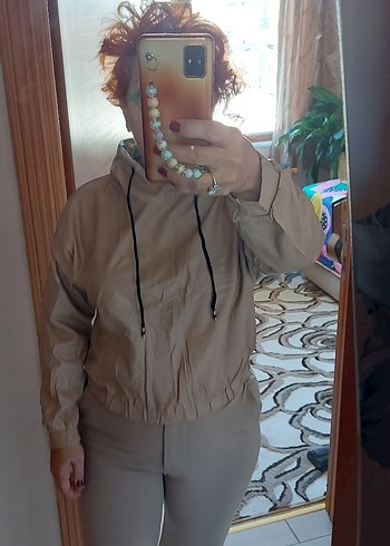 İtalyan Bej Kapüşonlu Deri Sweatshirt - Görsel 6