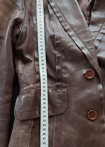 Kahverengi Kadın Deri Ceket - Görsel 7