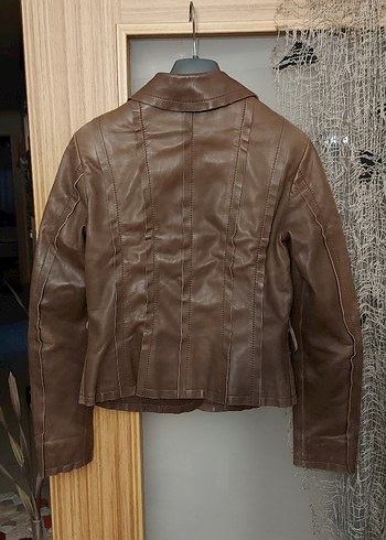 Kahverengi Kadın Deri Ceket - Görsel 2