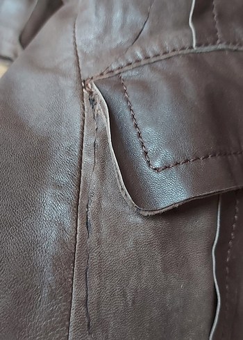 Kahverengi Kadın Deri Ceket - Görsel 3