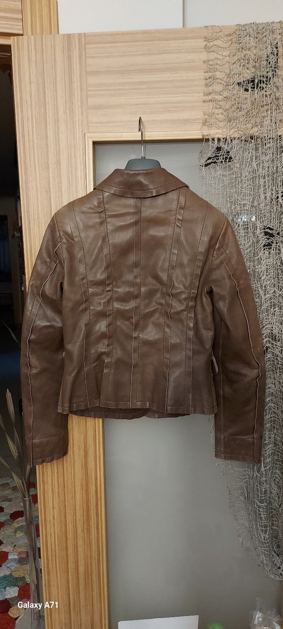 Kahverengi Kadın Deri Ceket - Görsel 2