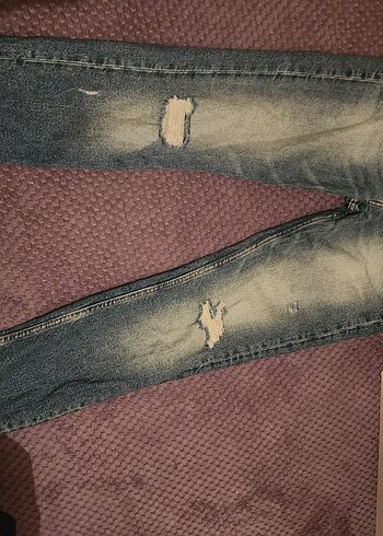xs Beden mavi Renk Zara Kadın Lacivert Baskılı Denim Pantolon