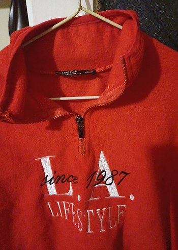 Kırmızı Fermuarlı Yüksek Yakalı Sweatshirt - Görsel 2