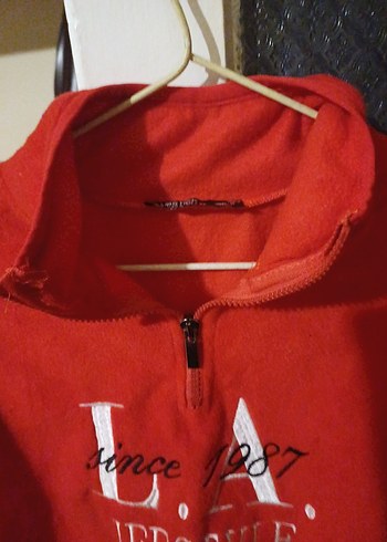 Kırmızı Fermuarlı Yüksek Yakalı Sweatshirt - Görsel 3