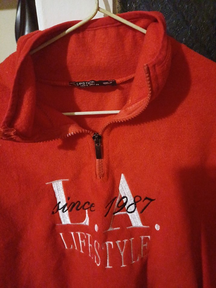 Kırmızı Fermuarlı Yüksek Yakalı Sweatshirt - Görsel 2