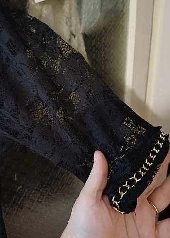 Zincir Detaylı Siyah Uzun Kadın Elbise - Görsel 3