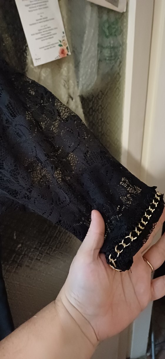 Zincir Detaylı Siyah Uzun Kadın Elbise - Görsel 3