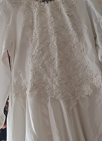 Büyük beden fransız güpürü islemeli gelinlik - Görsel 2