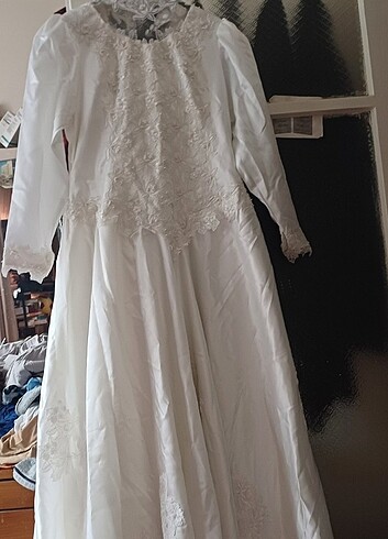 Büyük beden fransız güpürü islemeli gelinlik - Görsel 5