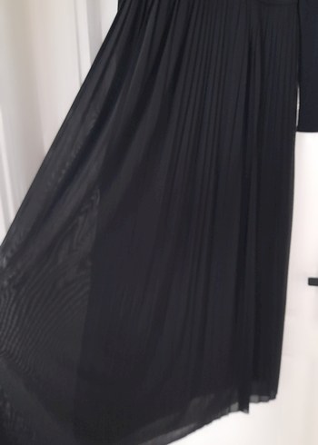 elbise Siyah Uzun Piliseli Kadın Elbise - Görsel 5