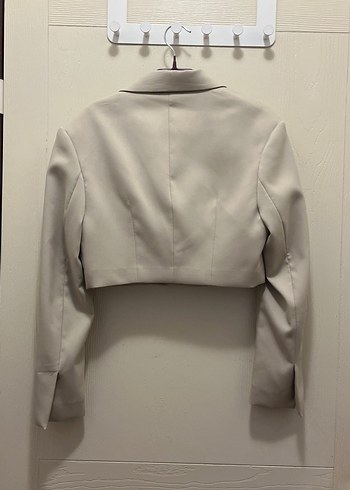 Bershka bej crop blazer ceket - Görsel 3