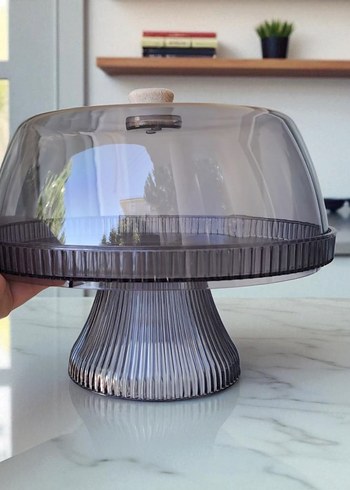 Gri plastik Kek Standı ve Kapağı - Görsel 2