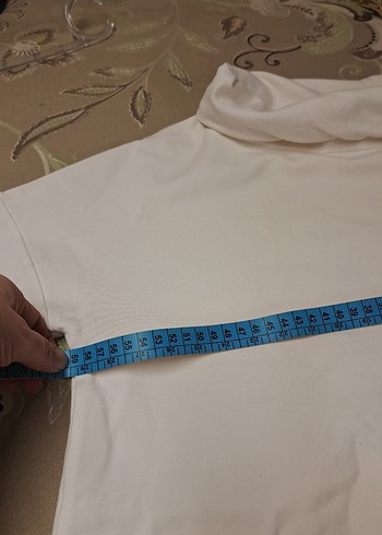 Beyaz kalın penye açık boğazlı yarım kol üst - Görsel 3