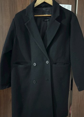 Pull and Bear Siyah Süet Midi Kadın Kaban pull and bear