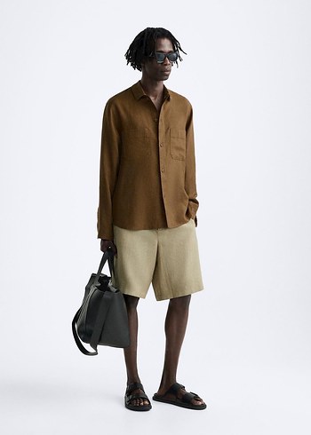 Keten Bermuda Şort - Görsel 3