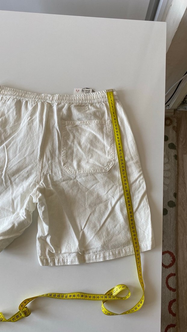 Erkek Beyaz  Bol Kesim Şort - Görsel 5