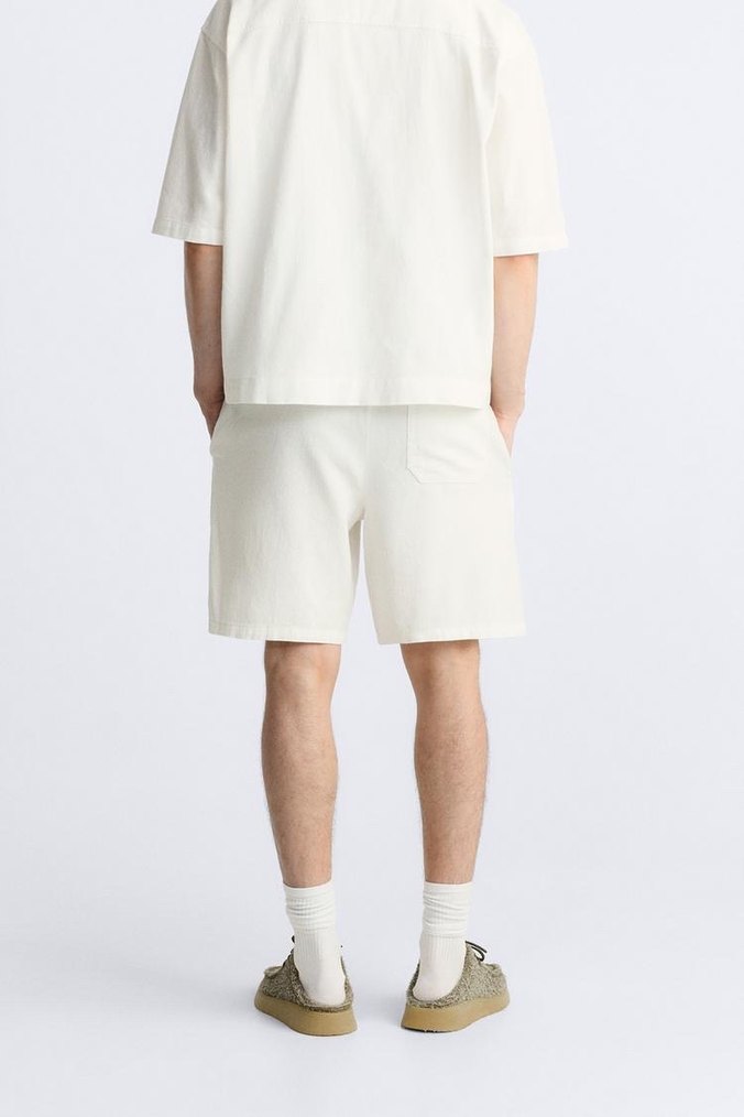 Erkek Beyaz  Bol Kesim Şort - Görsel 2
