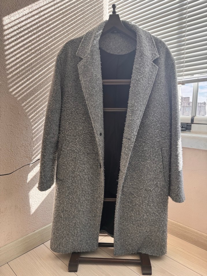 Zara Gri Midi Yün Erkek Kaban - Görsel 2