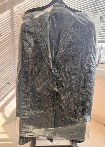 Gri Düğmeli Erkek Midi Yün Kaban - Görsel 2