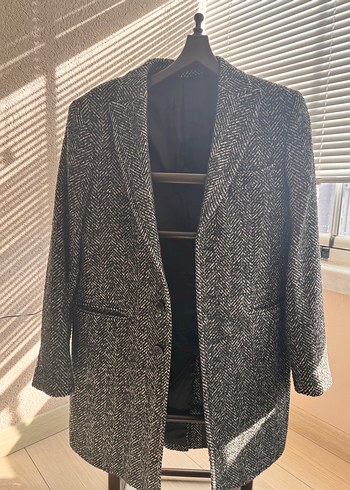 Gri Düğmeli Erkek Midi Yün Kaban - Görsel 3