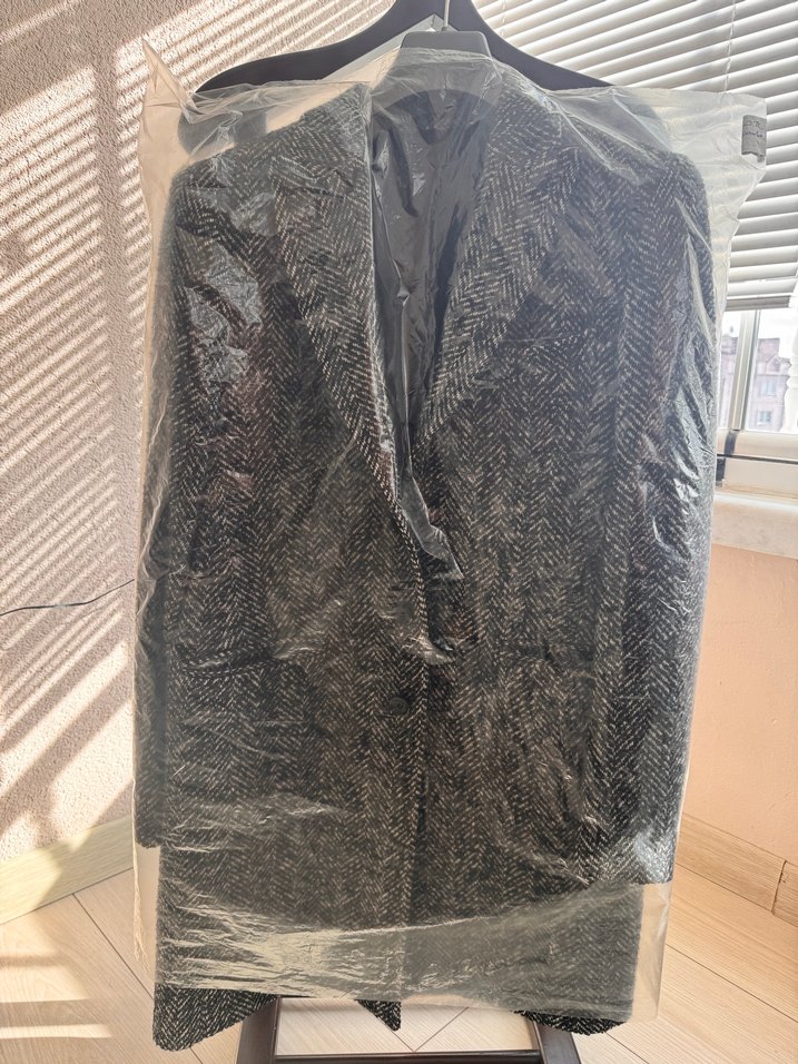 Gri Düğmeli Erkek Midi Yün Kaban - Görsel 2