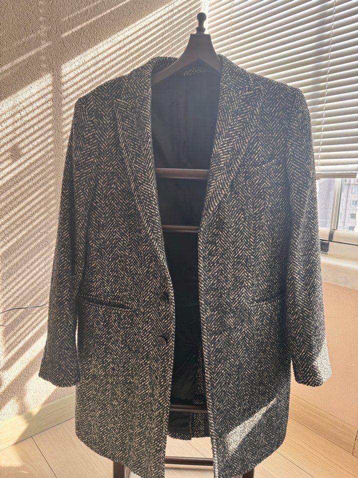 Gri Düğmeli Erkek Midi Yün Kaban - Görsel 3