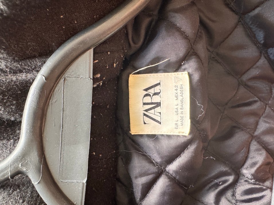 Zara Gri Ekose Desenli Erkek Yün mont - Görsel 5