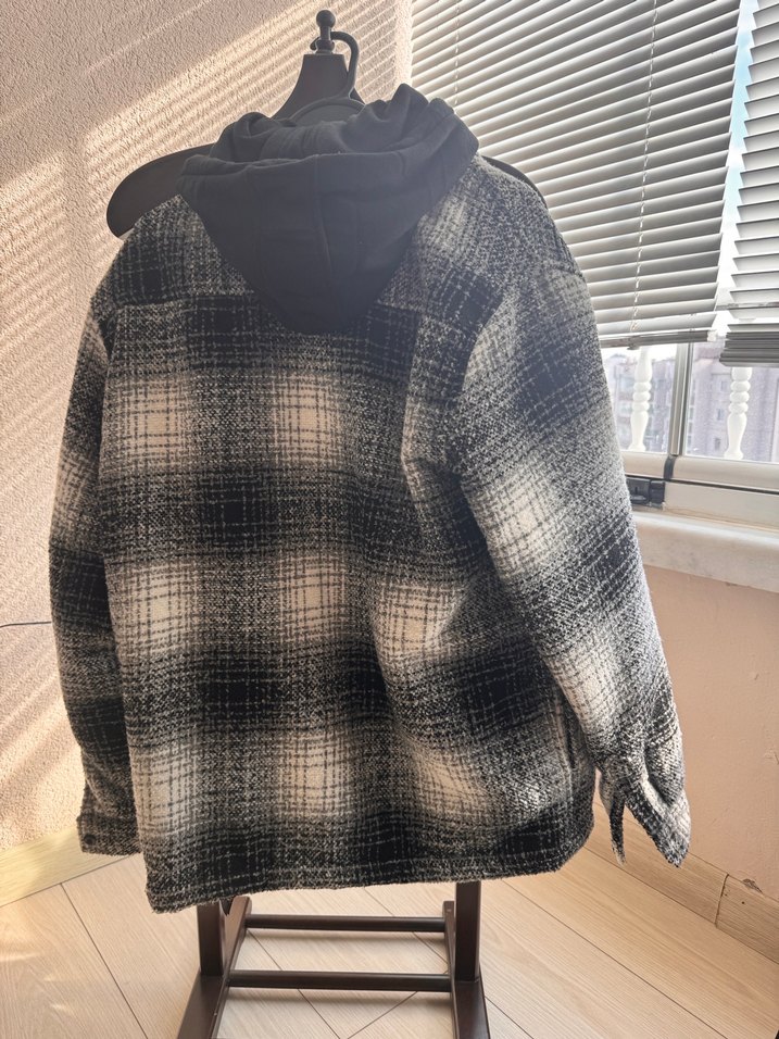 Zara Gri Ekose Desenli Erkek Yün mont - Görsel 3