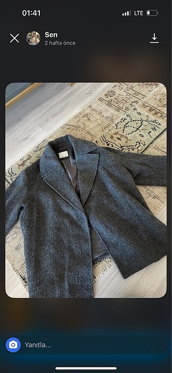 xl Beden gri Renk ceket