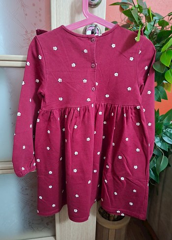 Bordo Çiçek Desenli Kız Çocuk Elbisesi - Görsel 2