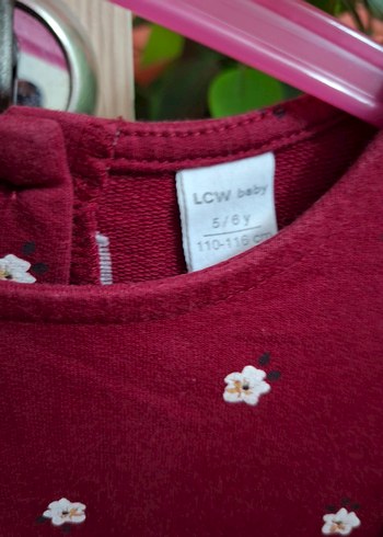 Bordo Çiçek Desenli Kız Çocuk Elbisesi - Görsel 3