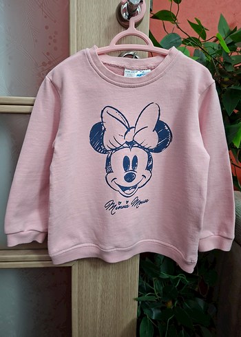 Pembe Minnie Mouse Baskılı Kız Sweatshirt - Görsel 5