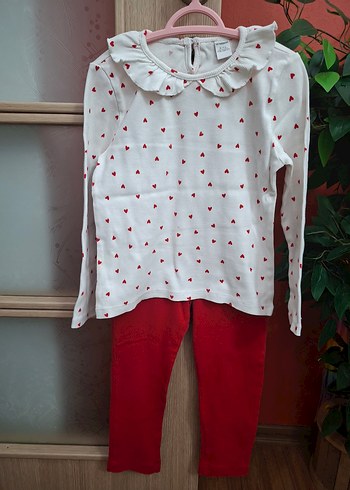Uzun Kollu Kız çocuk Kırmızı beyaz alt üst Takım - Görsel 4