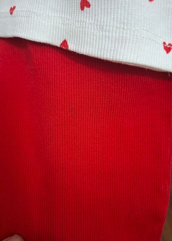 Uzun Kollu Kız çocuk Kırmızı beyaz alt üst Takım - Görsel 9