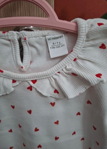 Uzun Kollu Kız çocuk Kırmızı beyaz alt üst Takım - Görsel 5