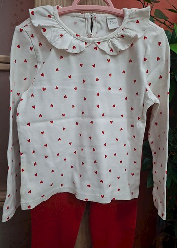 Uzun Kollu Kız çocuk Kırmızı beyaz alt üst Takım - Görsel 3