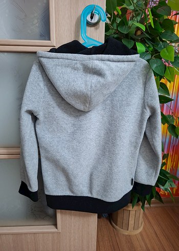 Erkek Çocuk Gri Fermuarlı Kapüşonlu polar hırka - Görsel 2