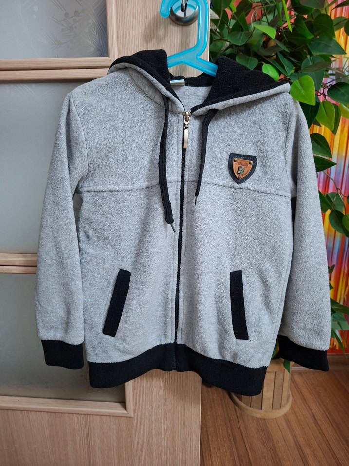Erkek Çocuk Gri Fermuarlı Kapüşonlu polar hırka - Görsel 3