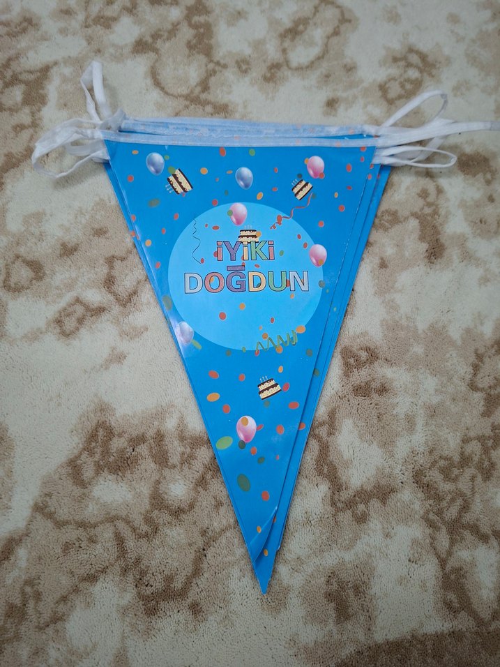 Renkli Mavi Doğum Günü Flaması - Görsel 2